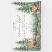 Woodland Forest Animals Adventure Baby Shower 横断幕 (縦)