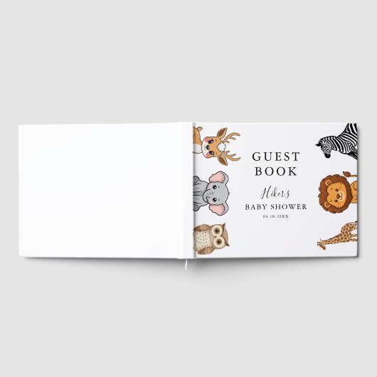 Woodland Forest Animals Baby Shower ゲストブック (全面)
