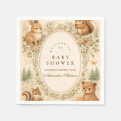 Woodland Forest Animals Baby Shower スタンダードカクテルナプキン (正面)