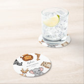 Woodland Forest Animals Baby Shower ラウンドペーパーコースター (インサイチュ)