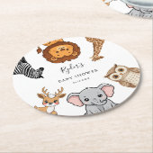 Woodland Forest Animals Baby Shower ラウンドペーパーコースター (アングル)
