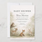 Woodland Forest Animals Baby Shower 招待状 (正面)