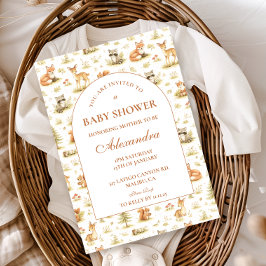 Woodland Forest Animals Baby Shower 招待状
