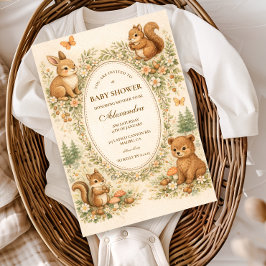 Woodland Forest Animals Baby Shower 招待状