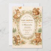 Woodland Forest Animals Baby Shower 招待状 (正面)