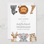 Woodland Forest Animals Baby Shower 招待状 (正面)