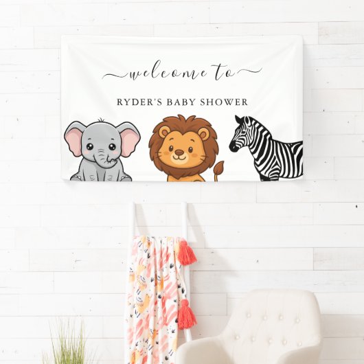 Woodland Forest Animals Baby Shower 横断幕 (インサイチュ)