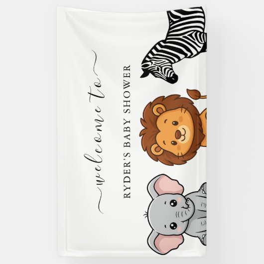 Woodland Forest Animals Baby Shower 横断幕 (縦)