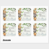 Woodland Forest Animals Baby Shower Favor スクエアシール (シート)