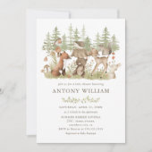 Woodland Forest Animals Baby Shower Invitation 招待状 (正面)
