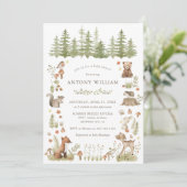 Woodland Forest Animals Baby Shower Invitation 招待状 (スタンド正面)