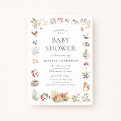 Woodland Forest Animals Baby Shower Invitation 案内状