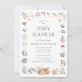Woodland Forest Animals Baby Shower Invitation 案内状 (正面)