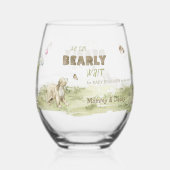 Woodland Forest Animals Bearly Wait Baby Shower ステムなしワイングラス (正面)
