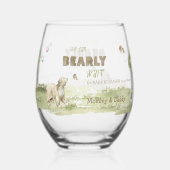 Woodland Forest Animals Bearly Wait Baby Shower ステムなしワイングラス (裏面)