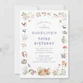 Woodland Forest Animals Birthday Invitation 招待状 (正面)