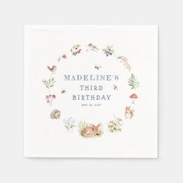 Woodland Forest Animals Birthday Napkins スタンダードカクテルナプキン