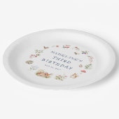 Woodland Forest Animals Birthday Napkins ペーパープレート (アングル)