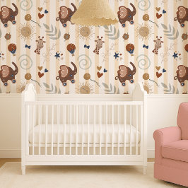 Woodland Forest Animals Boho Baby Nursery 壁紙