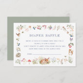 Woodland Forest Animals Diaper Raffle Card 招待状 (正面/裏面)