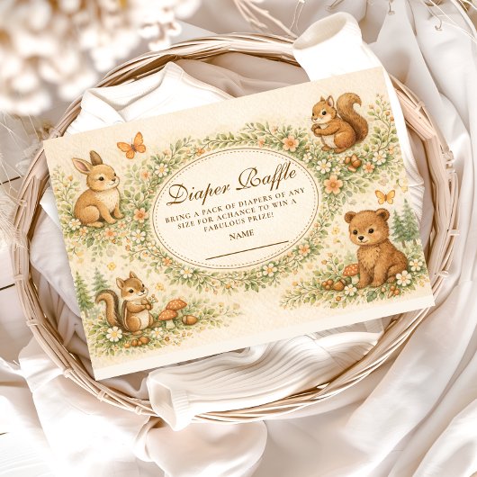 Woodland Forest Animals Diapper Raffle エンクロージャーカード