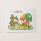 Woodland Forest Animals Kids Personalized ジグソーパズル (横)