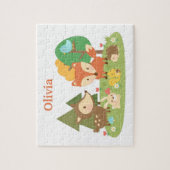 Woodland Forest Animals Kids Personalized ジグソーパズル (縦)