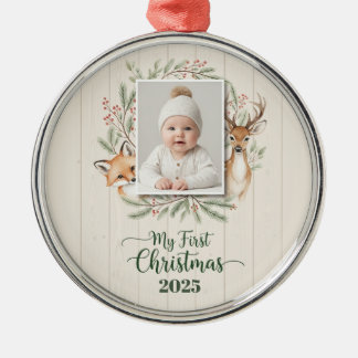 Woodland Forest Baby’s First Christmas Ornament  メタルオーナメント