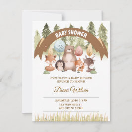 Woodland Forest Baby Shower Invite 出欠カード