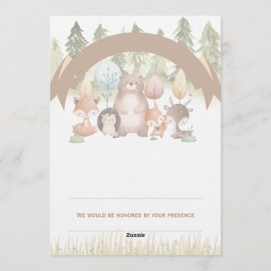 Woodland Forest Baby Shower Invite 招待状 (裏面)