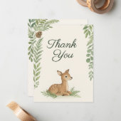Woodland Forest Baby Shower Thank You Card ノートカード (正面/裏面インサイチュ)