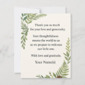 Woodland Forest Baby Shower Thank You Card ノートカード (裏面)