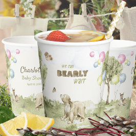 Woodland Forest Bearly Wait Baby Shower 紙コップ