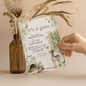 Woodland Forest Cute Deer Animals Girl Baby Shower 招待状