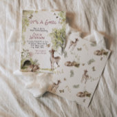 Woodland Forest Cute Deer Animals Girl Baby Shower 招待状
