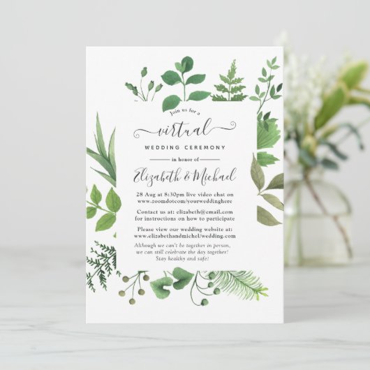 Woodland Forest Greenery Online 結婚 Virtual 招待状 (スタンド正面)