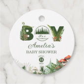 Woodland Forest It’s a Boy Mushroom Baby Shower フェイバータグ (正面)