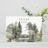 Woodland Forest Lake Funeral Photo サンキューカード (スタンド正面)