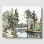 Woodland Forest Lake In Loving Memory Funeral ゲストブック (裏面)