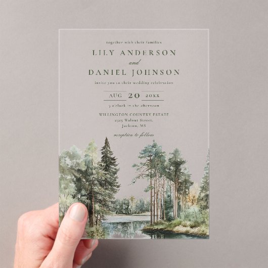 Woodland Forest Lake Wedding Acrylic Invitation アクリル招待状 (インサイチュ (ポータブル))