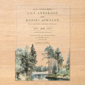 Woodland Forest Lake Wedding Acrylic Invitation アクリル招待状 (正面)