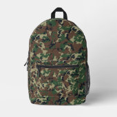 Woodland Forest Military Camouflage  プリントバックパック (正面)