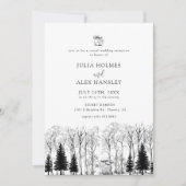 Woodland Forest Pine Tree | Rustic Casual Wedding 招待状 (正面)