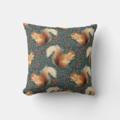 Woodland Forest Squirrel Throw Pillow クッション (正面)