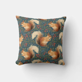 Woodland Forest Squirrel Throw Pillow クッション