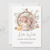 Woodland Forest Thank You Photo Birth Announcement 招待状 (正面)