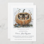 Woodland Forest Twins Fall Baby Shower 招待状 (正面/裏面)