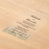 Woodland Forest Wedding Green アクリル招待状 (レイダウン)