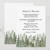 Woodland Forest Wedding Green 招待状 (正面/裏面)