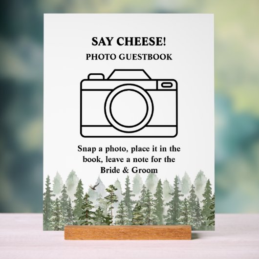 Woodland Forest Wedding Green Photo Booth アクリルサイン (ニュートラル)